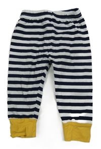 Tmavomodro-bílé pruhované tepláky