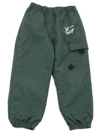 Zelenošedé šusťákové kalhoty s potiskem a kapsou Shein