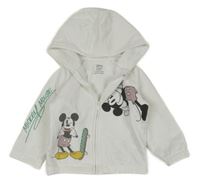 Bílá propínací mikina s Mickey a kapucí Disney