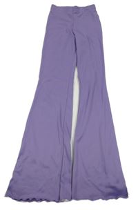 Fialové žebrované flare kalhoty 