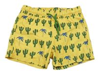 Žluté plážové kraťasy s kaktusy 