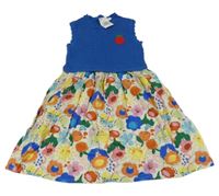 Nové - Modré háčkované šaty s květovanou plátěnou sukní Next