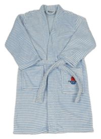 Světlemodro-bílý pruhovaný chlupatý župan s lodí Pocopiano