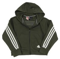 Khaki propínací crop mikina s kapucí Adidas
