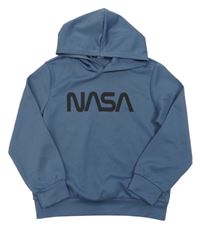 Modrošedá mikina s nápisem a kapucí NASA Shein
