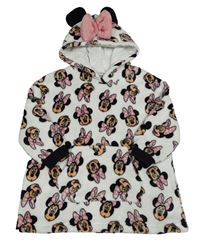 Bílá chlupatá oversize mikina s Minnie a kapucí Disney