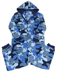 Modrá army fleecová kombinéza s kapucí M&S