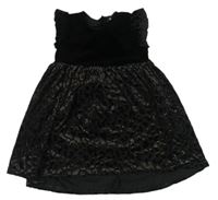 Černé sametové šaty se vzorovanou sukní Very