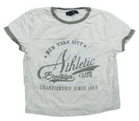 Bílo-khaki crop tričko s nápisy New Look 