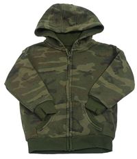 Khaki-béžová army propínací mikina s kapucí Primark
