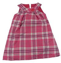 Růžovo-šedo-bílé kostkované šaty s knoflíkem zn. Next