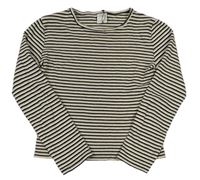 Černo-šedo-bílé pruhované žebrované crop triko Zara 