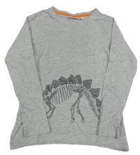 Šedé melírované triko s dinosaurem Stop+go