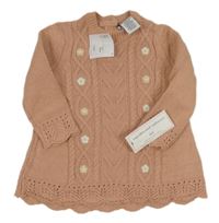 Nové - Starorůžové svetrové šaty s kytičkami Cupcakes and cashmere