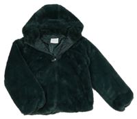 Tmavozelená kožešinová podšitá bunda s kapucí Primark