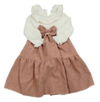 Starorůžovo-bílé manšestrovo/mušelínové šaty s límečkem Shein