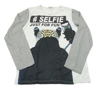 Černo-šedé triko s leopardem 