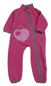 Růžový fleecový overal se srdíčkem Raccor
