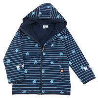 Tmavomodro-tyrkysová pruhovaná softshellová bunda s hvězdičkami a kapucí Topolino