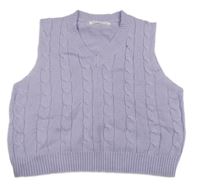 Levandulová vzorovaná svetrová crop vesta Shein