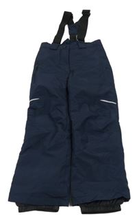 Tmavomodré funkční šusťákové oteplovačky s odepínací kšandami Lupilu