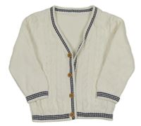 Bílý propínací svetr s proužky Nutmeg