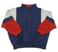 Tmavomodro-šedo-červená ovesize mikina s rolákem George