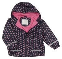 Tmavomodrá nepromokavá jarní bunda se srdíčky s kapucí X-mail