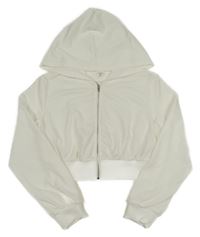 Bílá propínací crop mikina s kapucí Shein