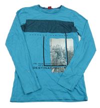 Tyrkysové triko s potiskem S. Oliver vel. 176