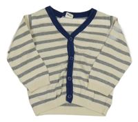 Tmavomodro-bílý pruhovaný propínací svetr H&M