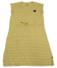 Žluto-bílé pruhované šaty se srdíčkem WE 