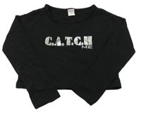 Černé crop triko s nápisem Pocopiano