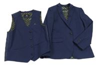 2set - Tmavomodré společenské sako + vesta Next