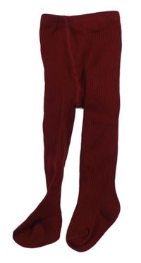 Vínové žebrované punčocháče