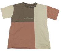 Béžovo-hnědo-růžové vzorované tričko s nápisem Next 