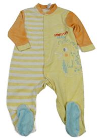 Žluto-barevný sametový overal s dinosaurem C&A