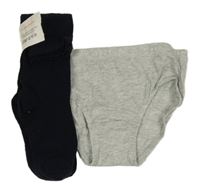 Nové - 2set - Šedé slipy + tmavomodré ponožky vel. 37-30