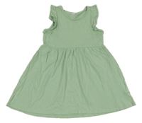 Světlezelené bavlněné šaty s volánky H&M