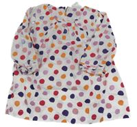 Bílá halenková tunika s puntíky Vertbaudet