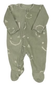 Khaki fleecový overal se smajlíky George