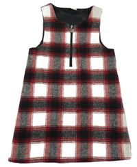 Červeno-černo-bílé kostkované vlněné šaty F&F