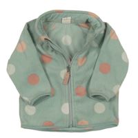 Světlezelená fleecová  propínací mikina s puntíky H&M