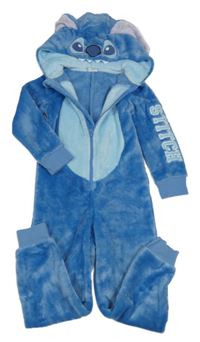 Modrá chlupatá kombinéza s kapucí - Stitch Disney