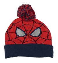 Červeno-tmavomodrá čepice s bambulí - Spiderman Marvel 