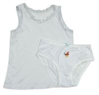 2Set - Bílá košilka s krajkou a mašličkou + kalhotky s Ariel a puntíky Disney