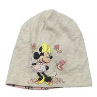 Světlešedo-smetanová melírovaná čepice s Minnie Disney