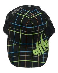 Černo-barevná kostkovaná plátěno/síťovaná kšiltovka s logem alife