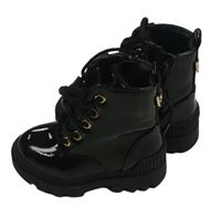 Černé lakované koženkové kotníčkové boty RIVER ISLAND vel. 20,5
