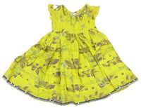 Citronové květované plátěné šaty s flitry Debenhams